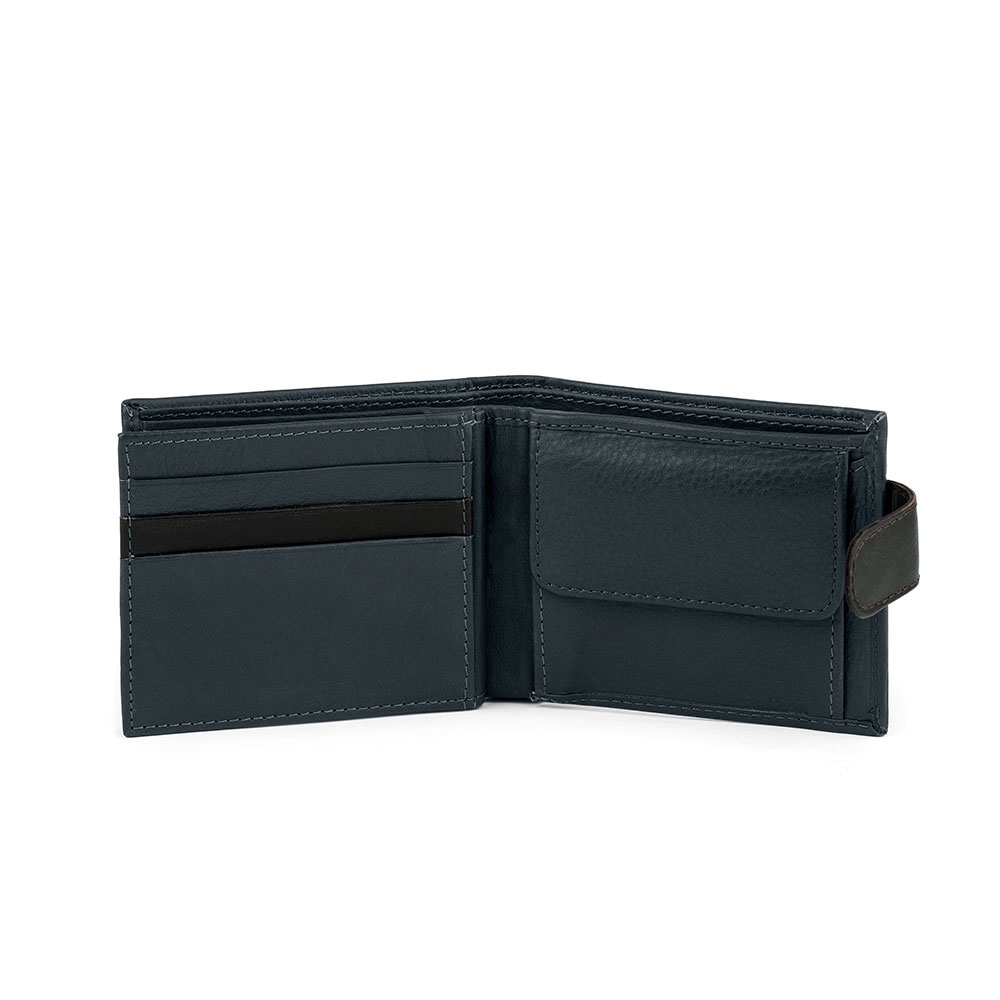 Cartera De Piel Para Hombre Color Azul - Valtico