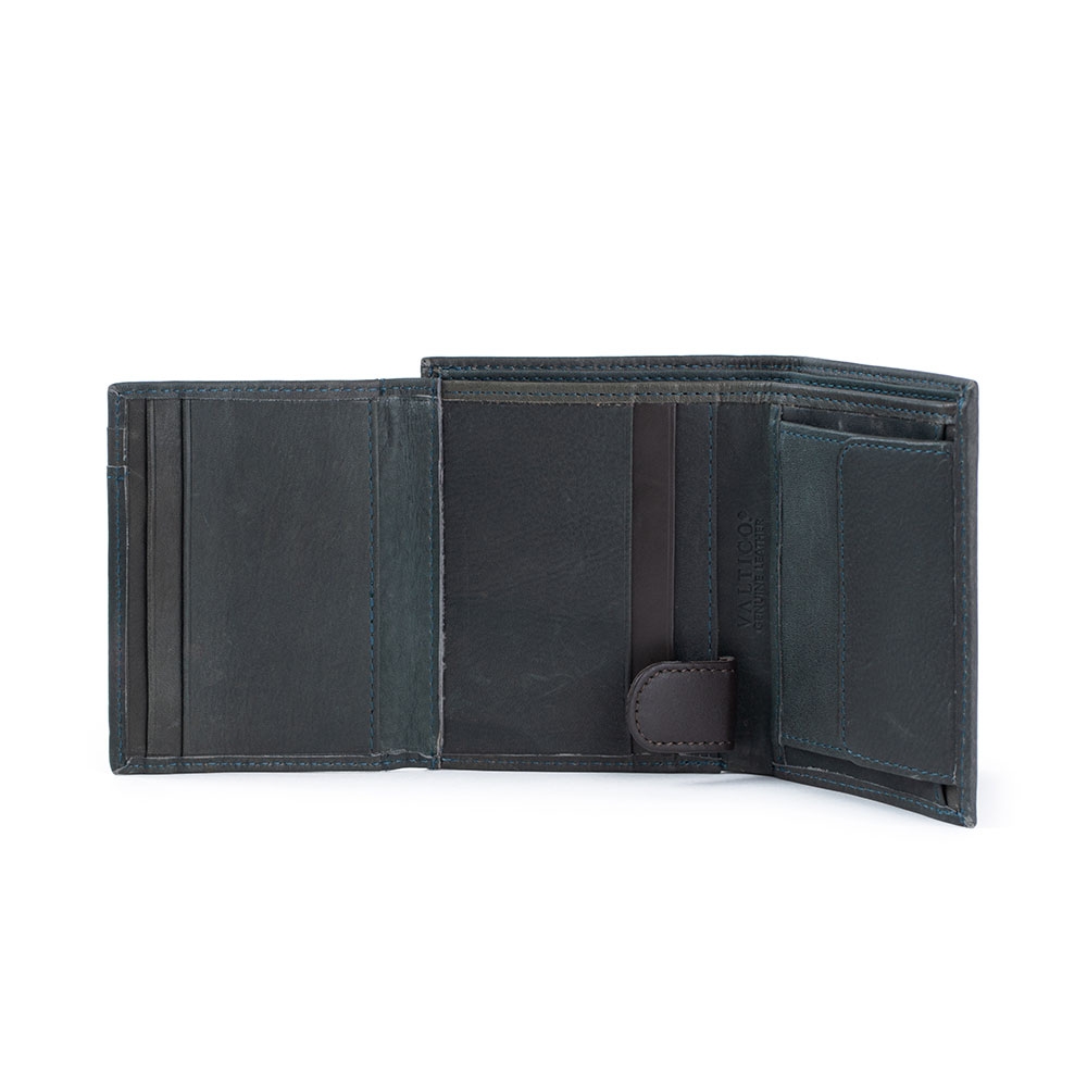 Cartera De Piel Para Hombre Color Azul - Valtico