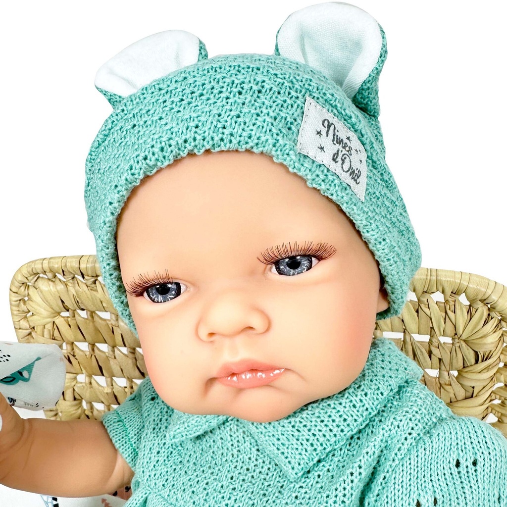 Muñeco Bebe Rubi Con Mono De Lana Color Menta - Nines d'Onil