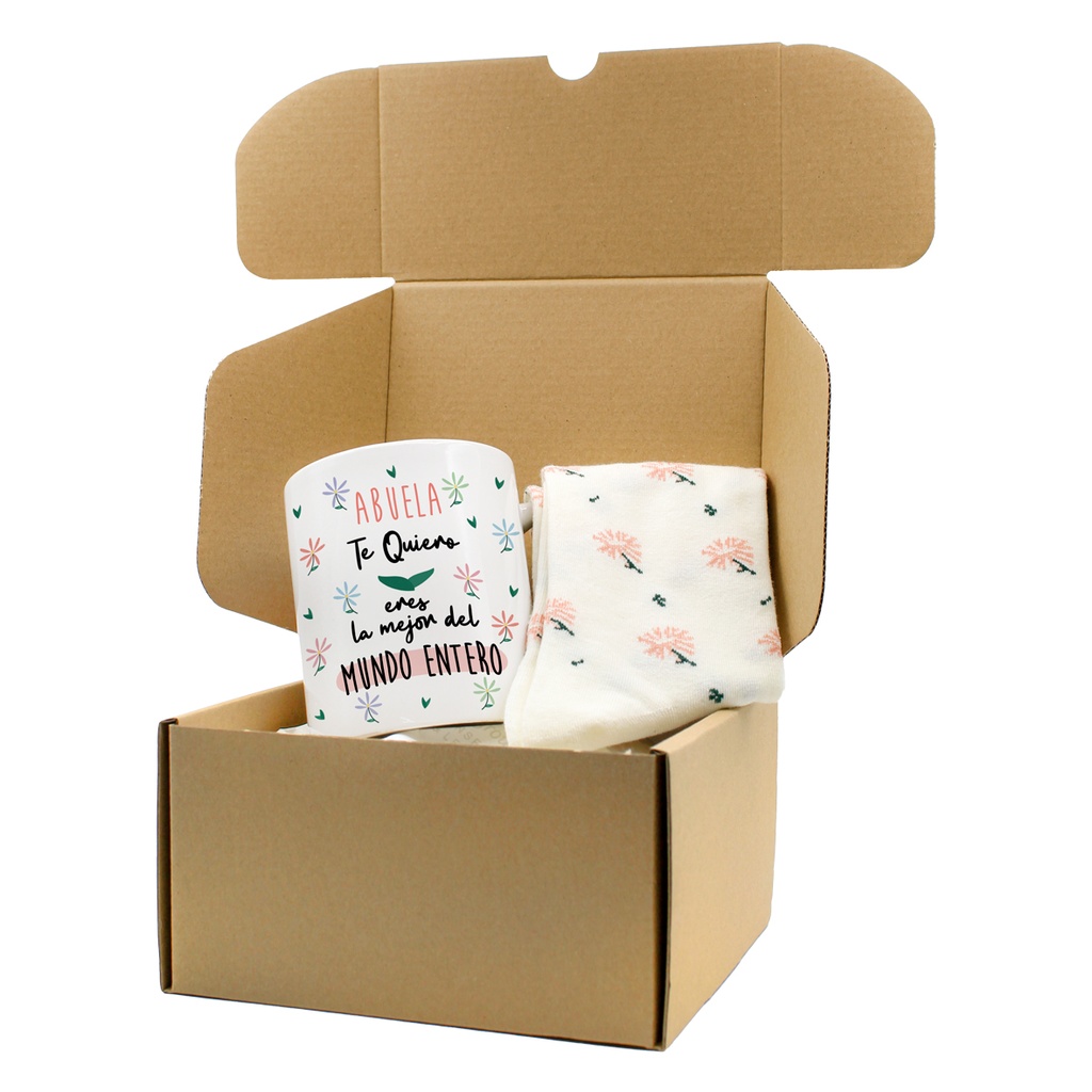 Pack Taza Calcetín "ABUELA. Eres la mejor del mundo entero" L'Informal