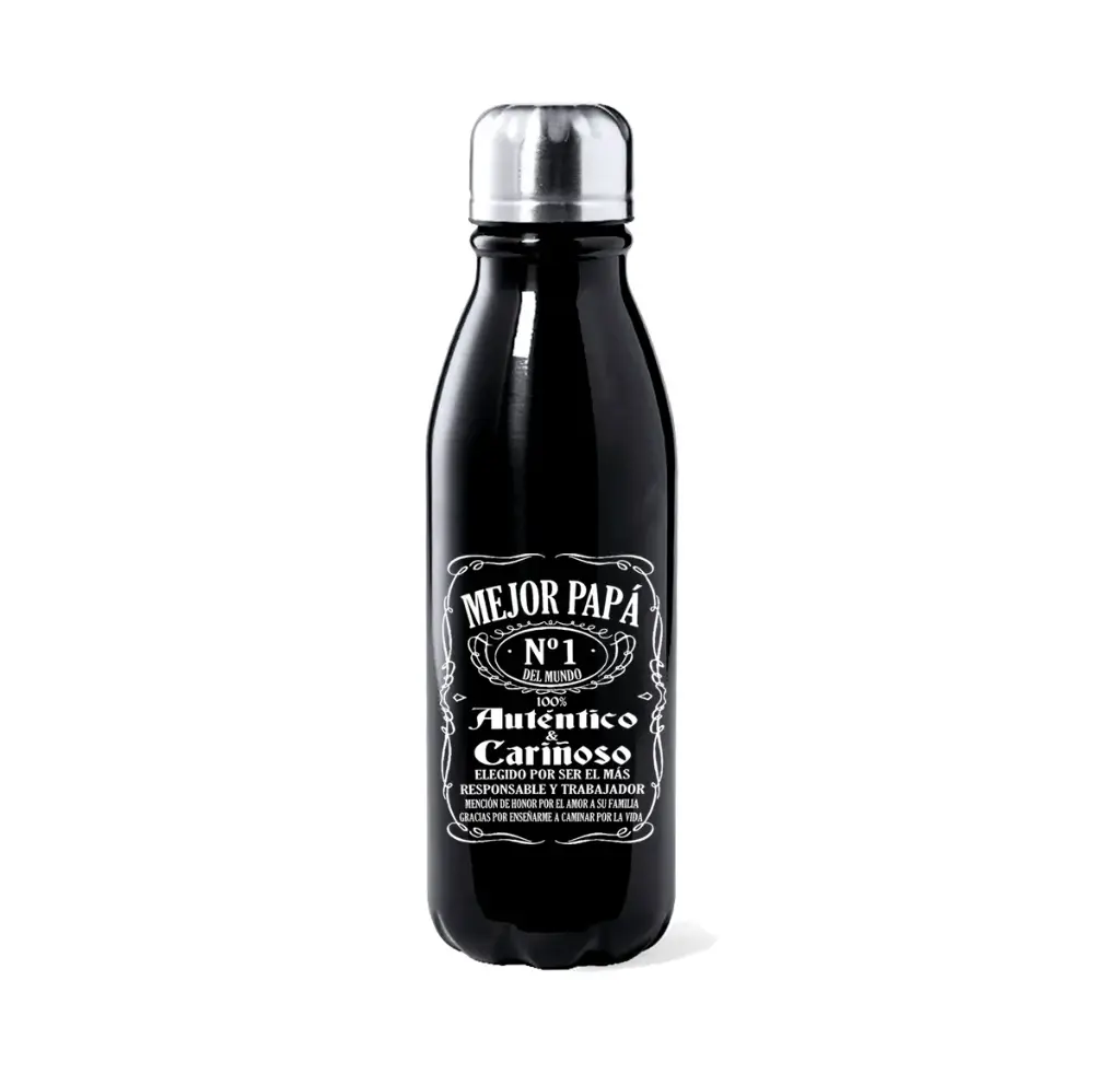 Botella Negra Aluminio "Mejor papá nº1 del mundo" -L'Informal