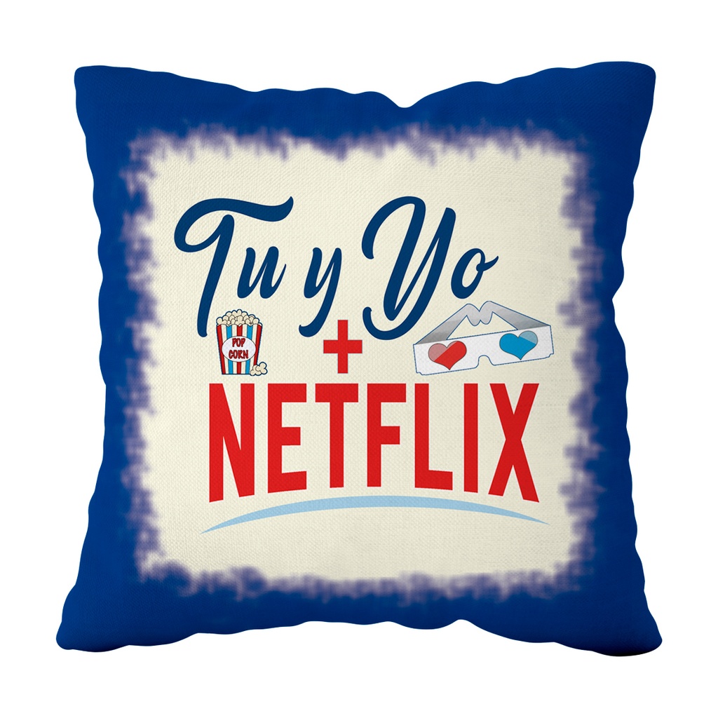 [CO106] Cojín De Poliéster "Tú y yo + Netflix" Grande 41x41 cm - L'Informal
