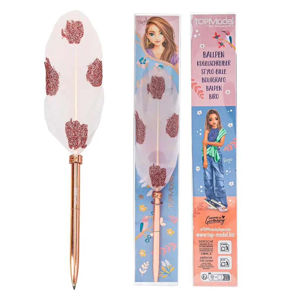 Boligrafo con pluma - TOPModel (Rosa)