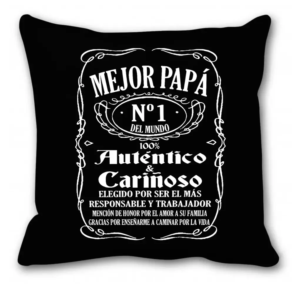 Cojín Negro "Mejor Papá Nº1"  Grande 41 x 41 cm - L'Informal 