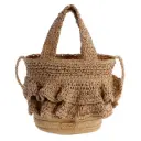 Bolso de Mano de Rafia Natural con Volantes y Doble Asa - FORTime