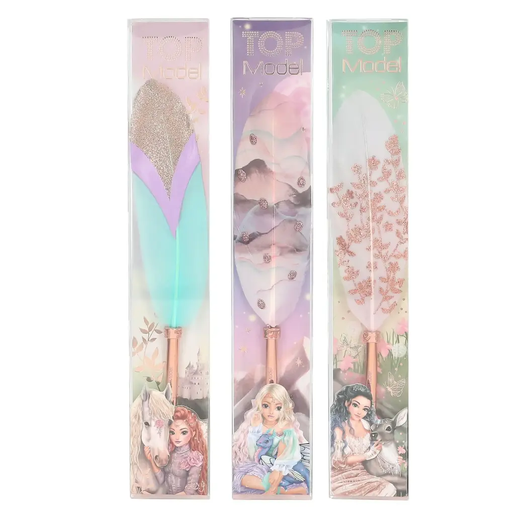 [13446] Boligrafo con pluma - TOPModel (Turquesa)