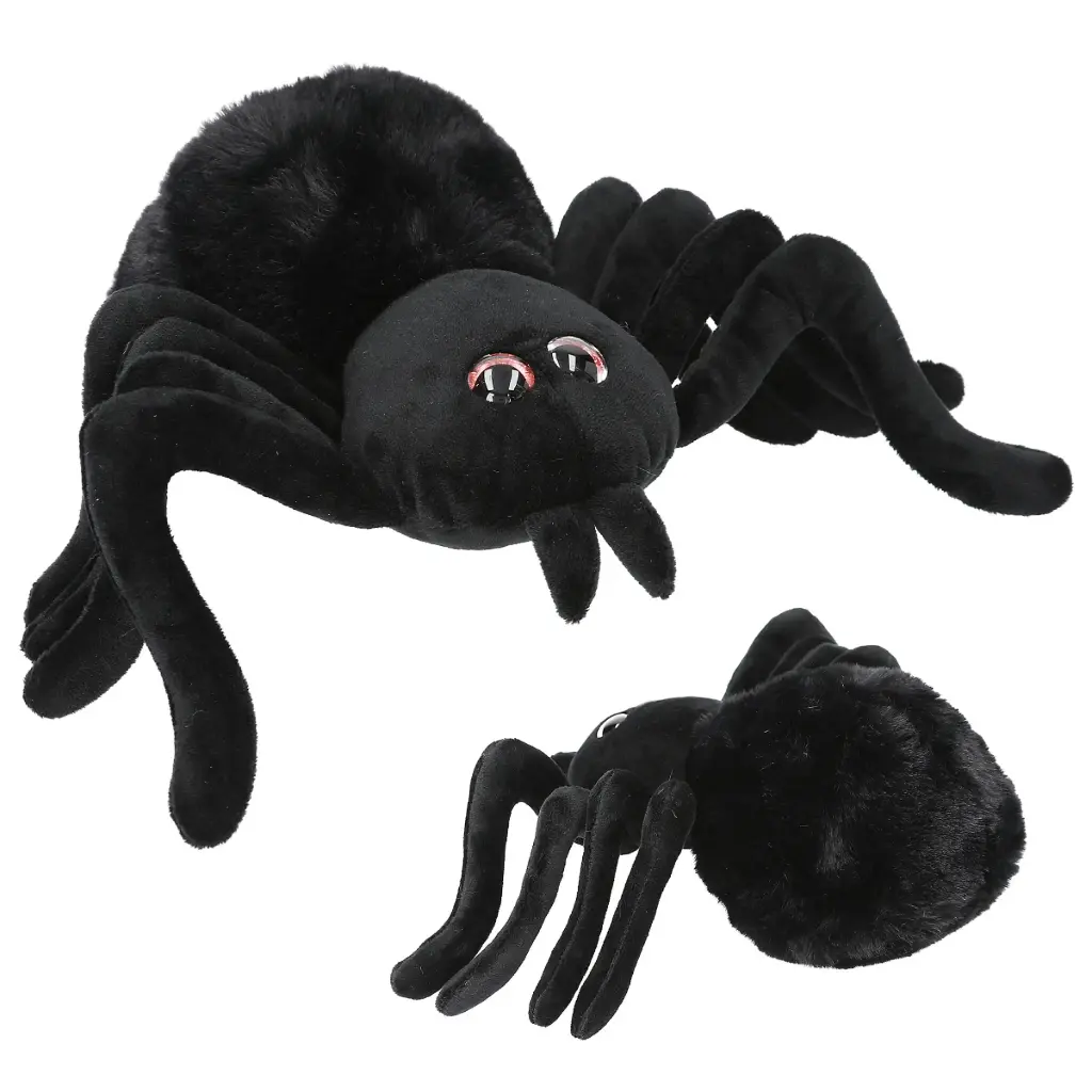 Araña Negra de Peluche 20 cm - Adventure World