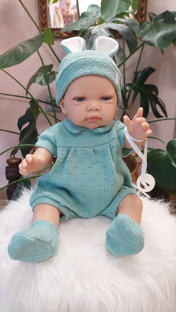 [2421] Muñeco Bebe Rubi Con Mono De Lana Color Menta - Nines d'Onil