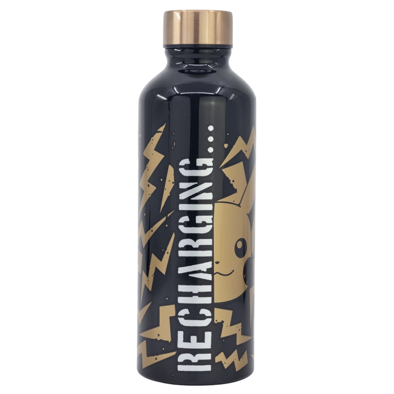 Botella De Aluminio Térmico Pikachu Color Negro - Pokemon