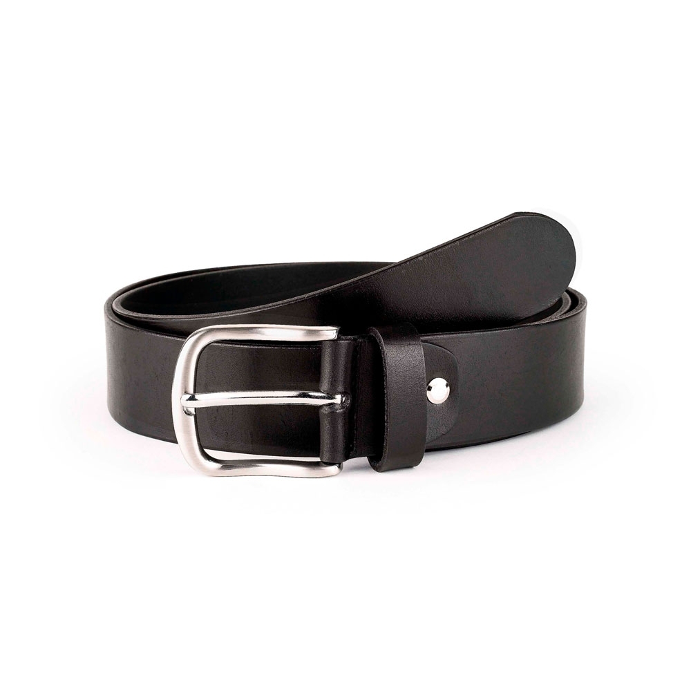 Cinturón Liso de Piel Vaquetilla - Valtico (42/105, Negro)