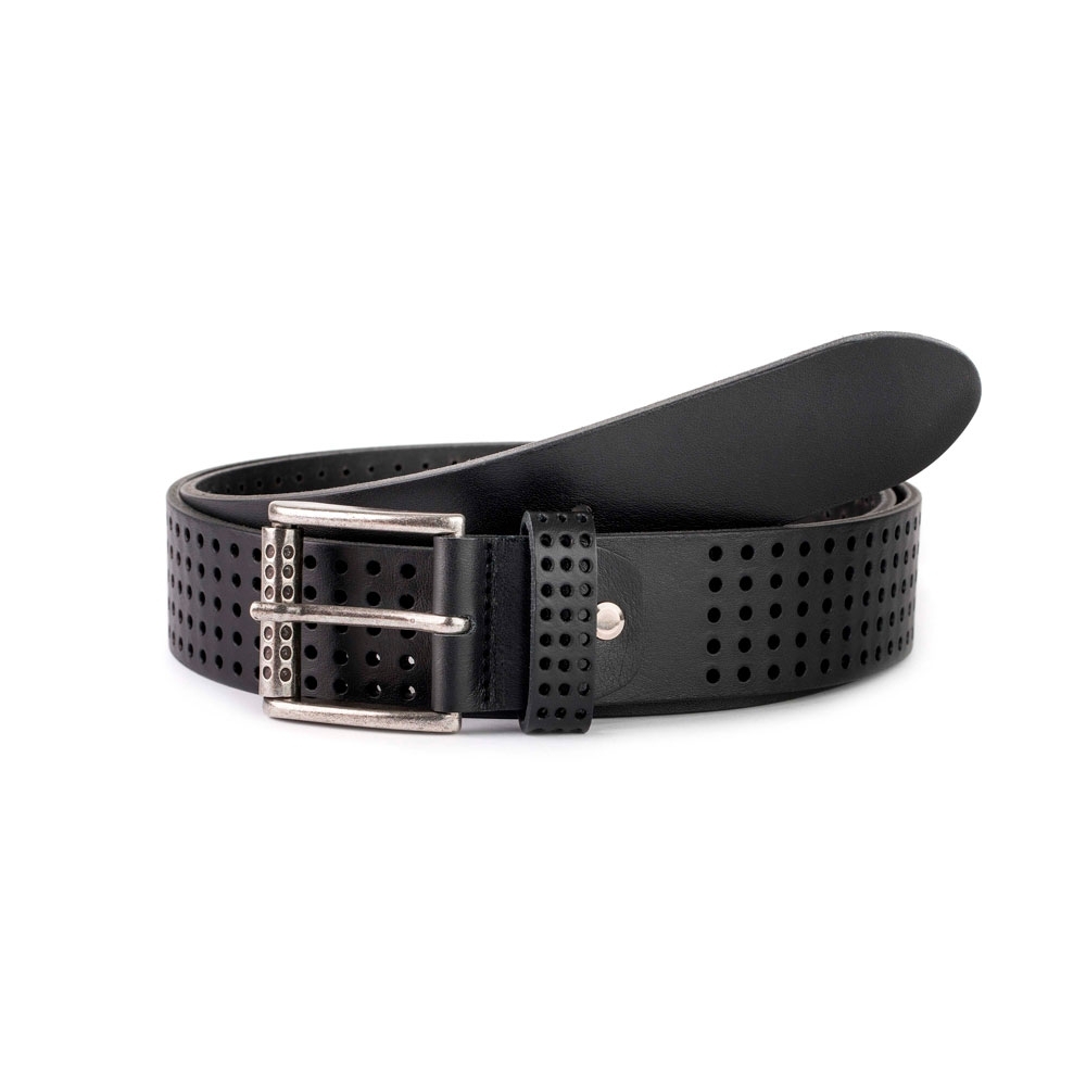 [V204045] Cinturón Picado de Piel Vaquetilla - Valtico (42/105, Negro)