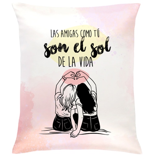 [C6884P] Cojín antiestrés: “Las amigas como tú son el sol…” Pequeño 20 x 20 cm - L'Informal 