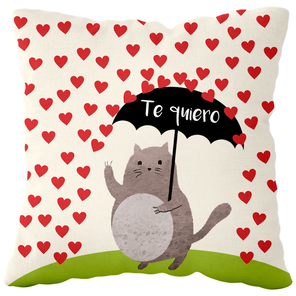 Cojín De Poliéster "Lluvia de corazones" Pequeño 20x20 cm - L'Informal