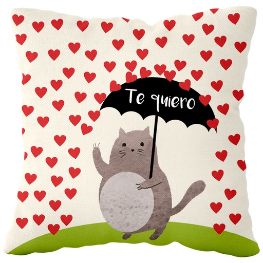 [CO877] Cojín De Poliéster "Lluvia de corazones" Pequeño 20x20 cm - L'Informal