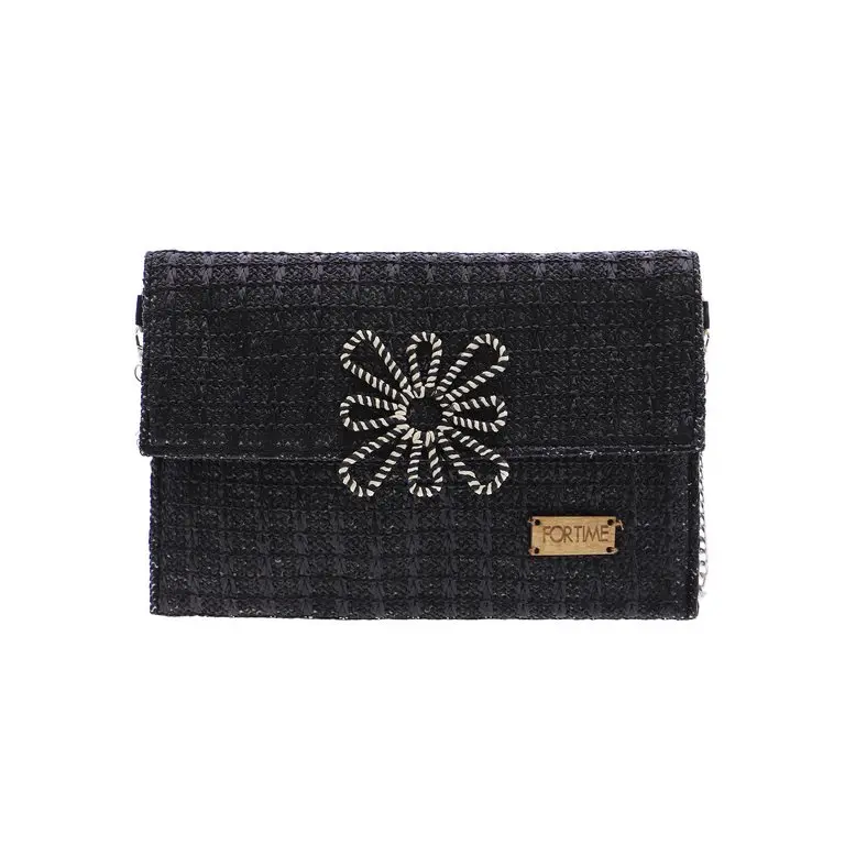 Bolso de Mano ForTime Trenzado con Detalle Floral - FORTime
