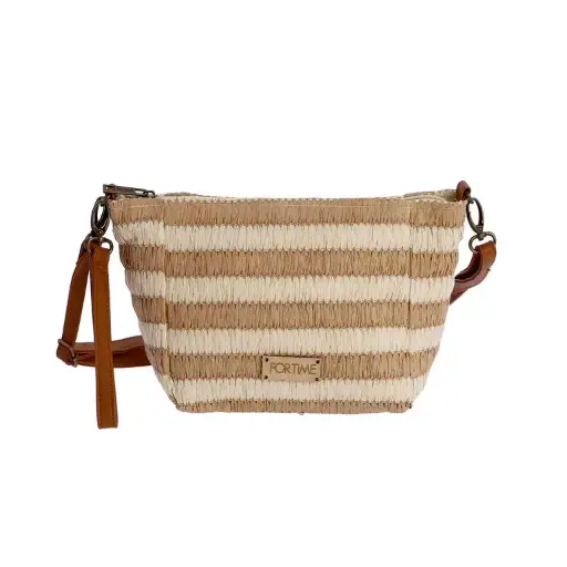 [0RV6484013] Bolso Bandolera de Rafia Rayada Horizontal  - FORTime