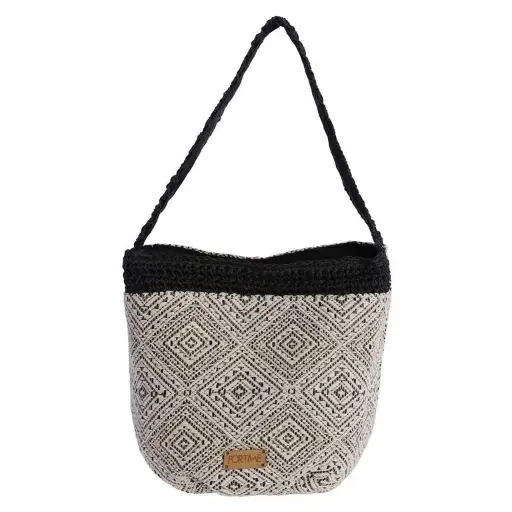 [0RV6454001] Bolso de Hombro de Tela con Patrón Diamantado  - FORTime