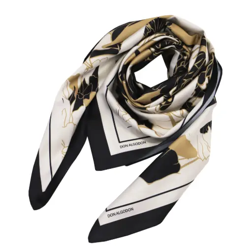 [0RI9665000] Pañuelo Rosas Negras y Doradas - Don Algodón