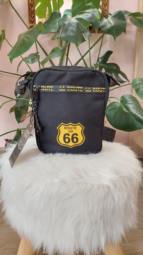 [R66_0LX8806001] Bandolera de Hombre Pequeña Color Negro Hector - Route 66