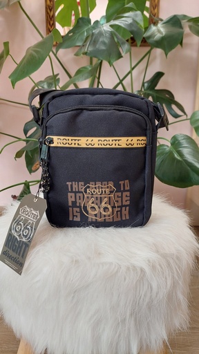 [R66_0LX8802001] Bandolera de Hombre Pequeña Color Negro Jaime - Route 66