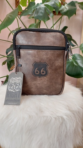 [R66_0LX8809051] Bandolera Pequeña de Hombre Color Piel Cesar - Route 66