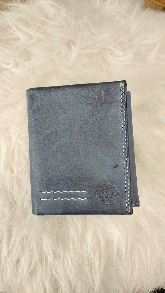 Cartera De Piel Para Hombre Con Protección RFID Color Azul - GS Urban