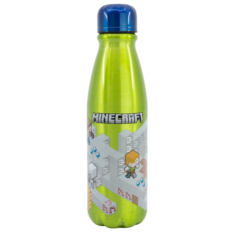 Botella De Aluminio Térmico Color Verde 600 ml - Minecraft